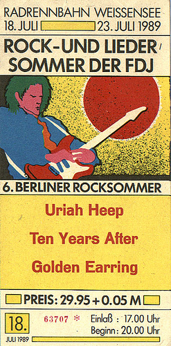 Golden Earring show ticket#63707 July 18 1989 Ost Berlin (Germany) - Radrennbahn Weissense